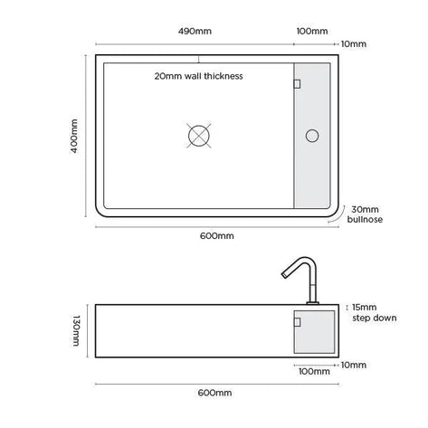 Nood Co Shelf 03 Basin Wall Hung - Ivory