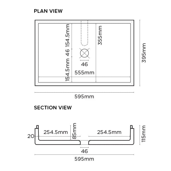Nood Co Stepp Rectangle Basin Wall Hung - Blush Pink