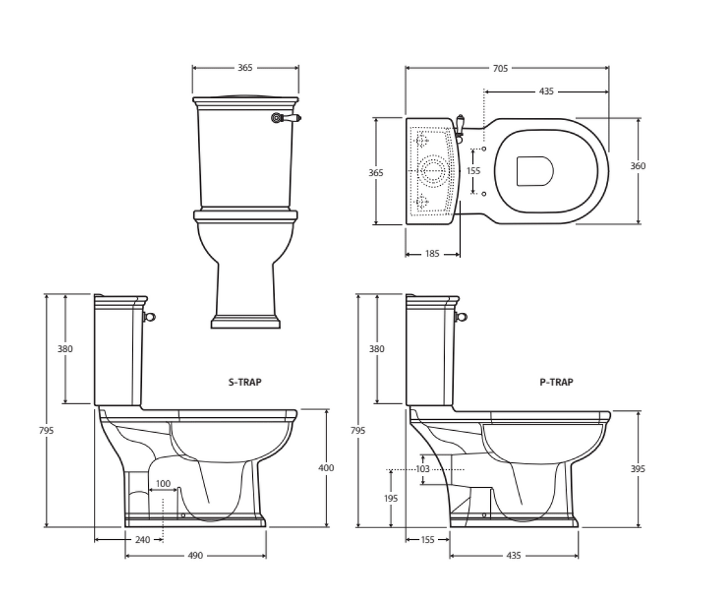 Fienza Rak Washington Close-Coupled Suite S-Trap 240 - White - Wellsons