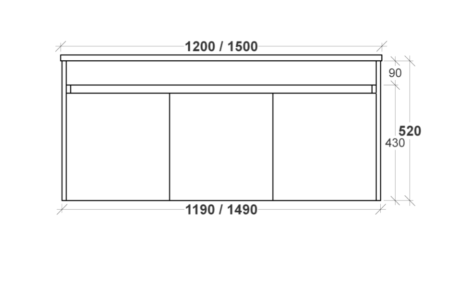 Rifco Ivy Wall Hung Vanity with Acrylic Top