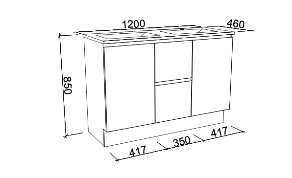 Timberline Nevada Floor Standing Vanity with Alpha Ceramic Top - Wellsons