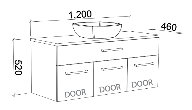 Timberline Taylor Wall Hung Vanity with SilkSurface Top & Basin - Wellsons