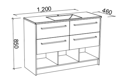 Timberline Kansas Floor Standing Vanity with Regal Acrylic Top - Wellsons