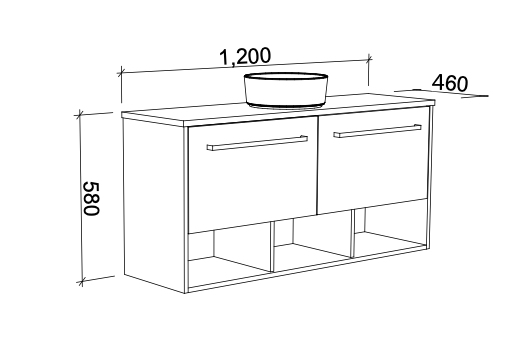 Timberline Kansas Wall Hung Vanity with Above Counter Basin - Wellsons