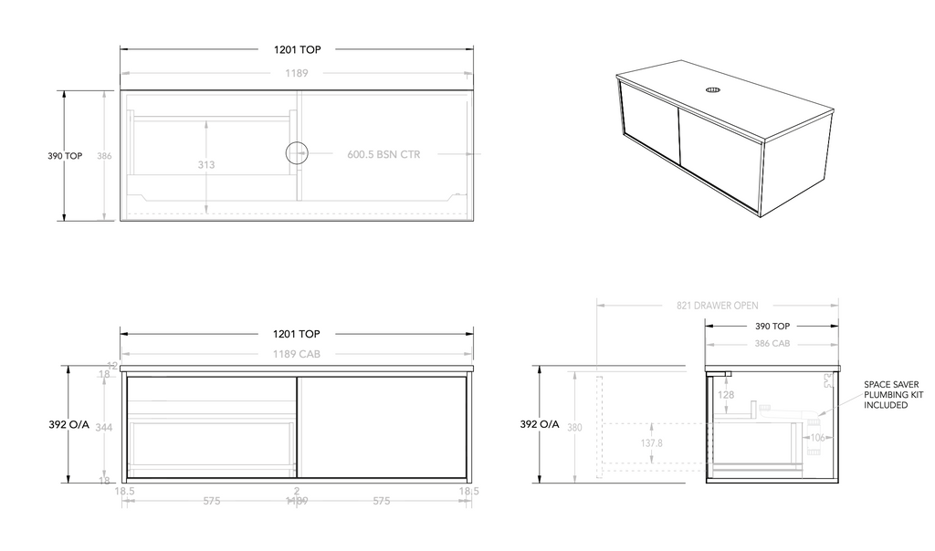 ADP Clifton Ensuite Wall Hung Vanity