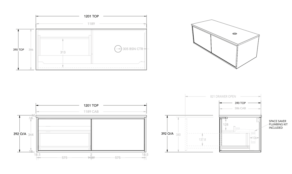ADP Clifton Ensuite Wall Hung Vanity