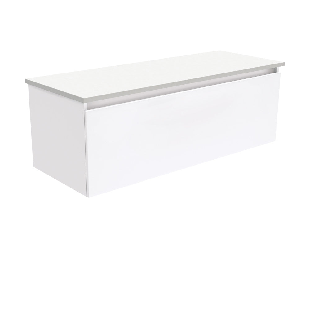 Fienza Manu Wall-Hung Cabinet with Kick-board 750mm - 1200mm Configuration - Gloss White