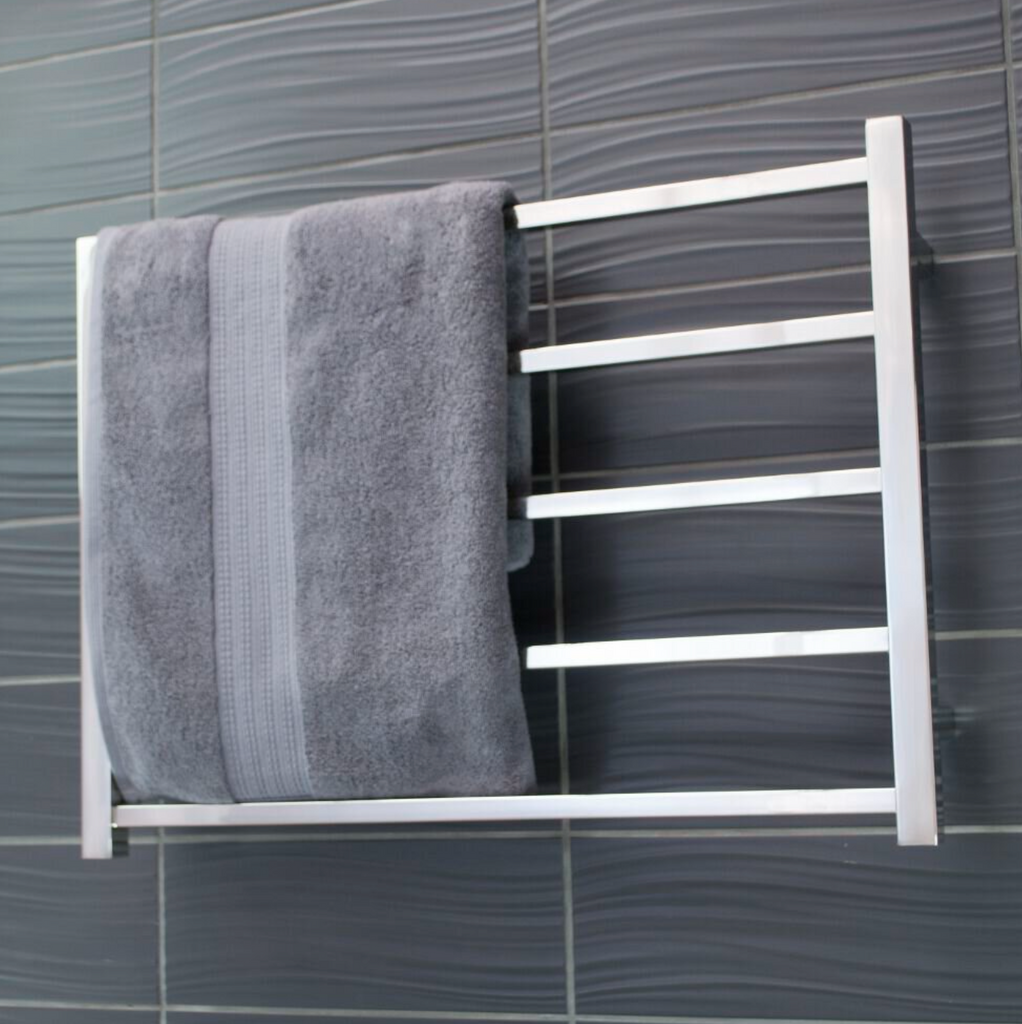 Radiant Heating Square Bars 240V Heated Towel Rails Polished 750 x 550