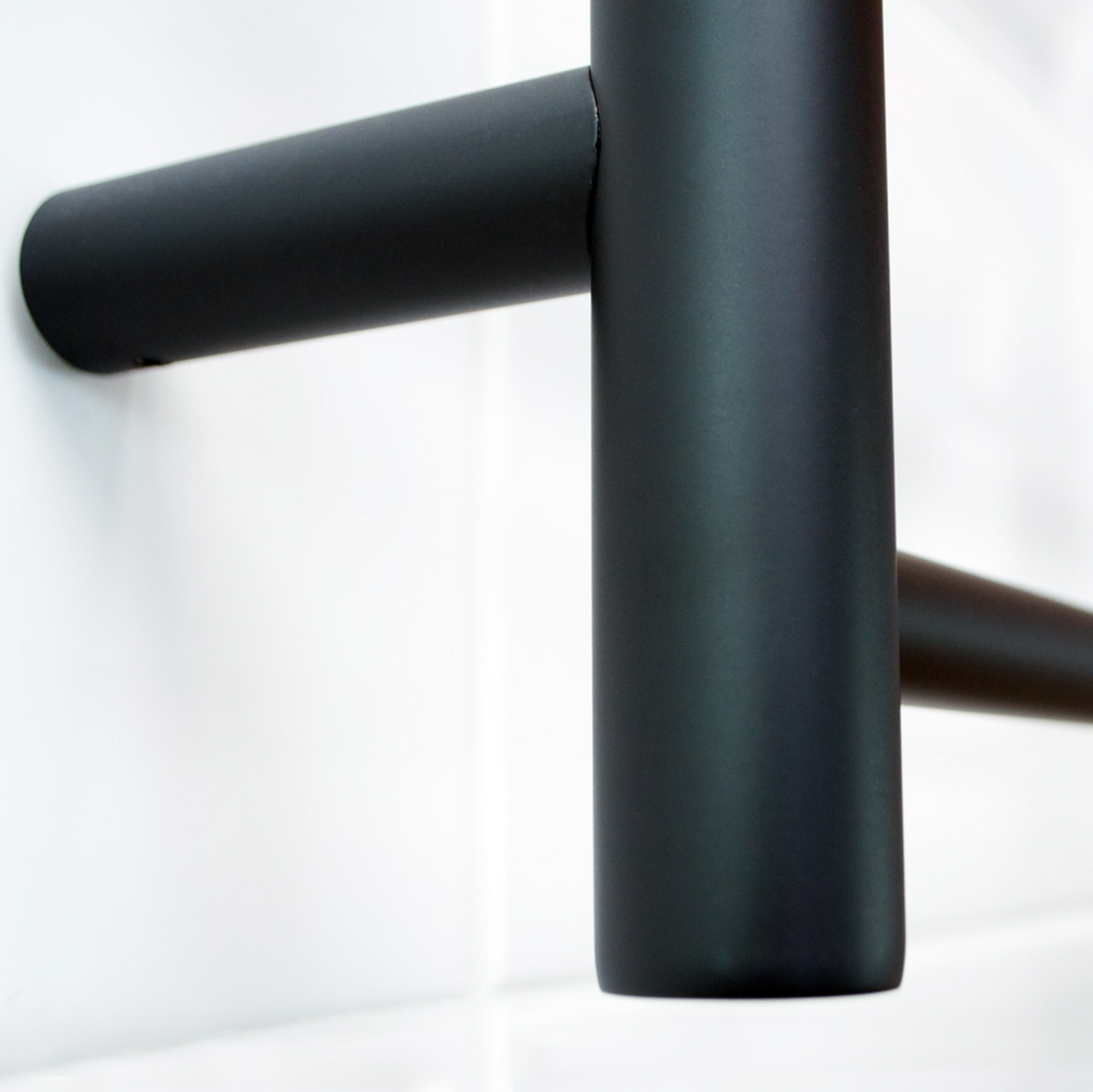 Radiant Heating Round Bars 240V Heated Towel Rails Matte Black 600 x 1100
