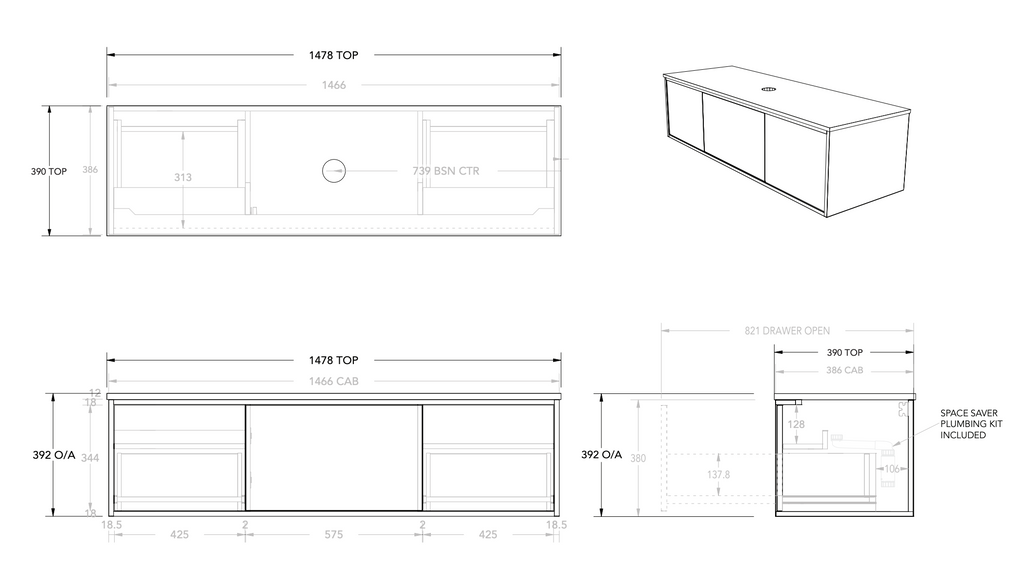 ADP Clifton Ensuite Wall Hung Vanity