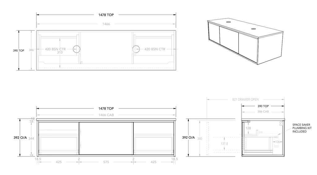 ADP Clifton Ensuite Wall Hung Vanity