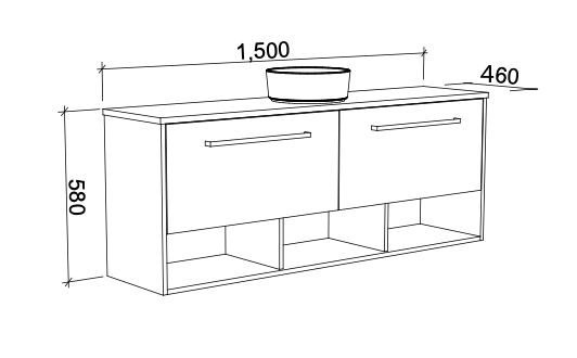 Timberline Kansas Wall Hung Vanity with Above Counter Basin - Wellsons