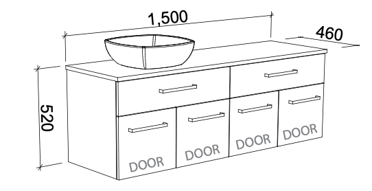 Timberline Taylor Wall Hung Vanity with SilkSurface Top & Basin - Wellsons