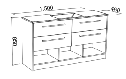 Timberline Kansas Floor Standing Vanity with Regal Acrylic Top - Wellsons