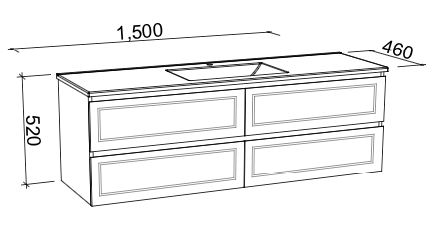 Timberline Nevada Plus Classic Wall Hung Vanity with Ceramic Top - Wellsons