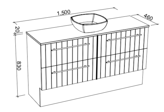Timberline Henley Floor Standing Vanity with Above Counter Basin - Wellsons