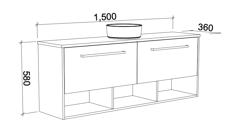 Timberline Karlie Wall Hung Vanity with SilkSurface Top & Basin - Wellsons