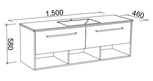 Timberline Kansas Wall Hung Vanity with Haven Top - Wellsons
