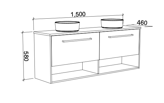 Timberline Kansas Wall Hung Vanity with Above Counter Basin - Wellsons