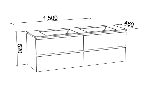 Timberline Nevada Plus Wall Hung Vanity with Regal Acrylic Top - Wellsons