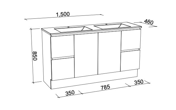 Timberline Nevada Floor Standing Vanity with Alpha Ceramic Top - Wellsons