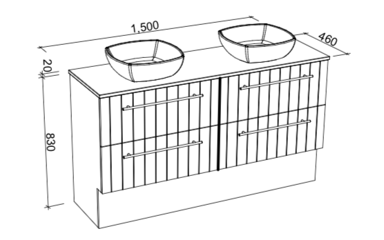 Timberline Henley Floor Standing Vanity with Above Counter Basin - Wellsons