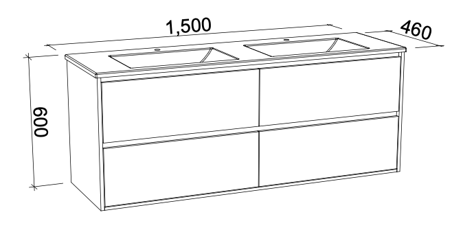 Timberline Grange Wall Hung Vanity with Alpha Ceramic Top - Wellsons