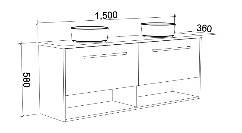 Timberline Karlie Wall Hung Vanity with SilkSurface Top & Basin - Wellsons