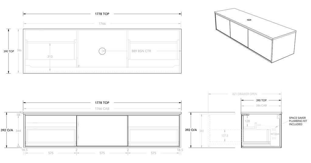 ADP Clifton Ensuite Wall Hung Vanity