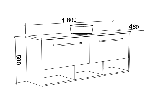 Timberline Kansas Wall Hung Vanity with Above Counter Basin - Wellsons