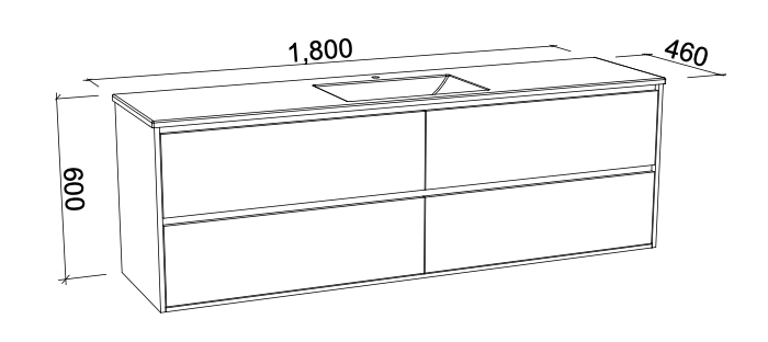 Timberline Grange Wall Hung Vanity with Alpha Ceramic Top - Wellsons
