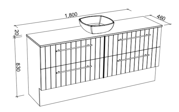 Timberline Henley Floor Standing Vanity with Above Counter Basin - Wellsons