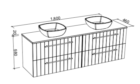 Timberline Henley Wall Hung Vanity With Above Counter Basin - Wellsons
