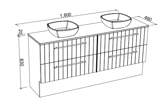 Timberline Henley Floor Standing Vanity with Above Counter Basin - Wellsons