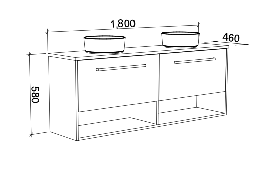 Timberline Kansas Wall Hung Vanity with Above Counter Basin - Wellsons