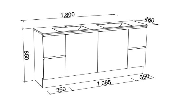 Timberline Nevada Floor Standing Vanity with Alpha Ceramic Top - Wellsons