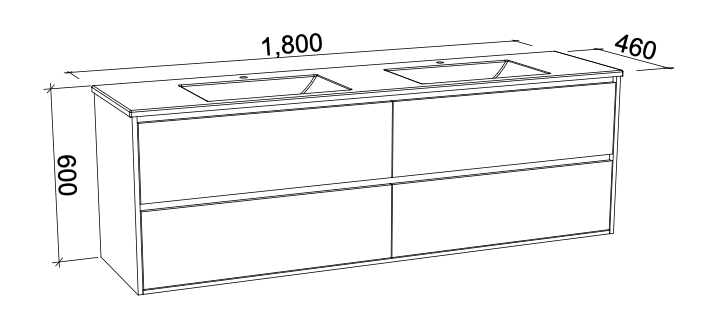 Timberline Grange Wall Hung Vanity with Alpha Ceramic Top - Wellsons