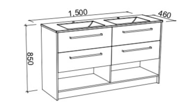 Timberline Kansas Floor Standing Vanity with Regal Acrylic Top - Wellsons