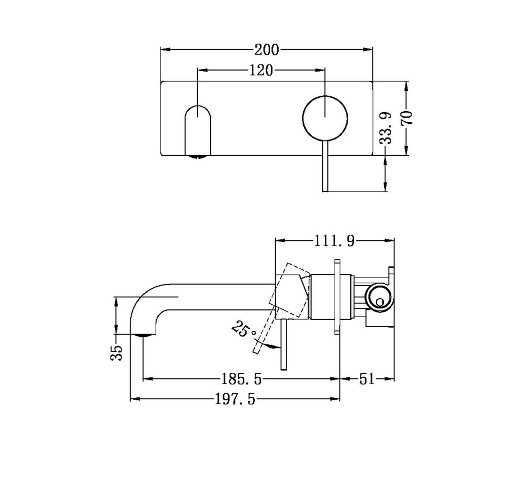 Nero Mecca Wall Mixer Set Basin / Bath - Chrome