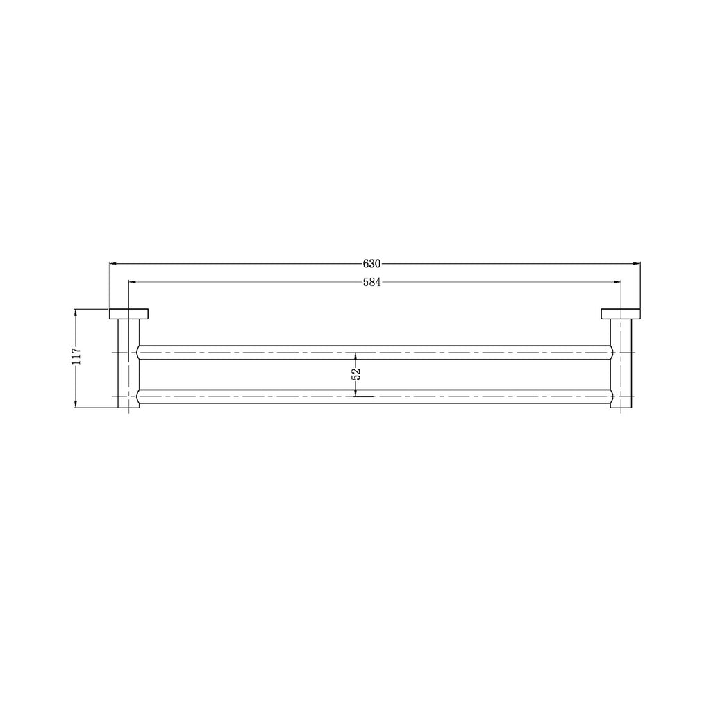 Nero Mecca Double Towel Rail 600mm - Chrome - Wellsons