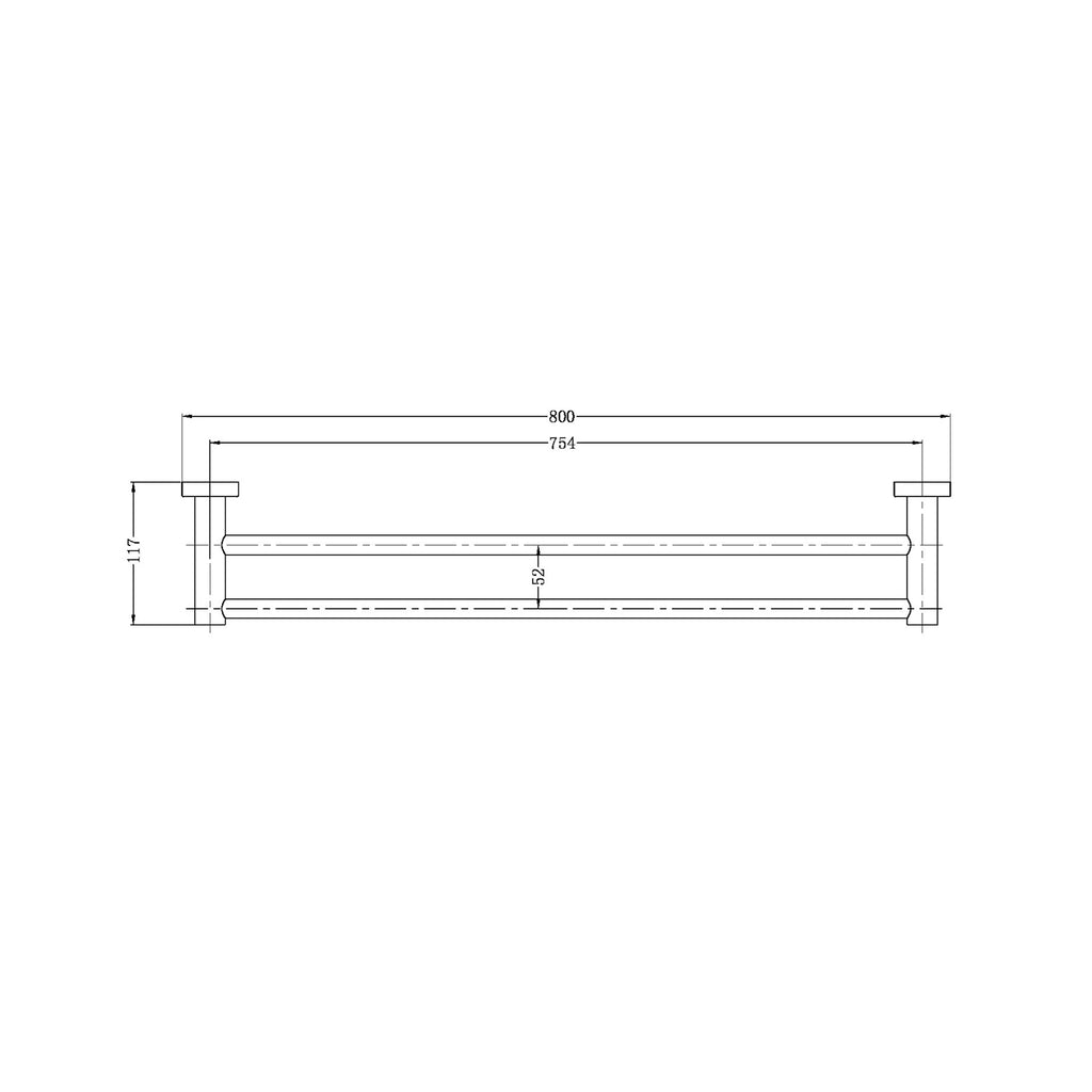 Nero Mecca Double Towel Rail 800mm - Gunmetal Grey - Wellsons