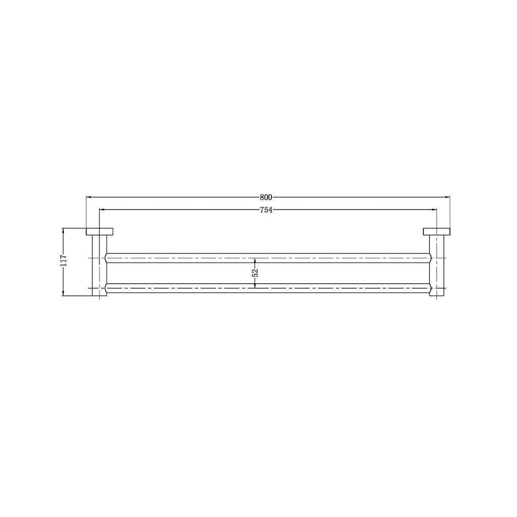 Nero Mecca Double Towel Rail 800mm - Matte White