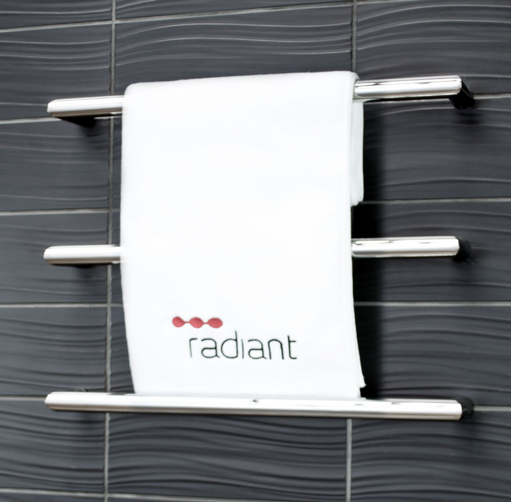 Radiant Heating Single Round Bar 12V Heated Towel Rail Polished 800