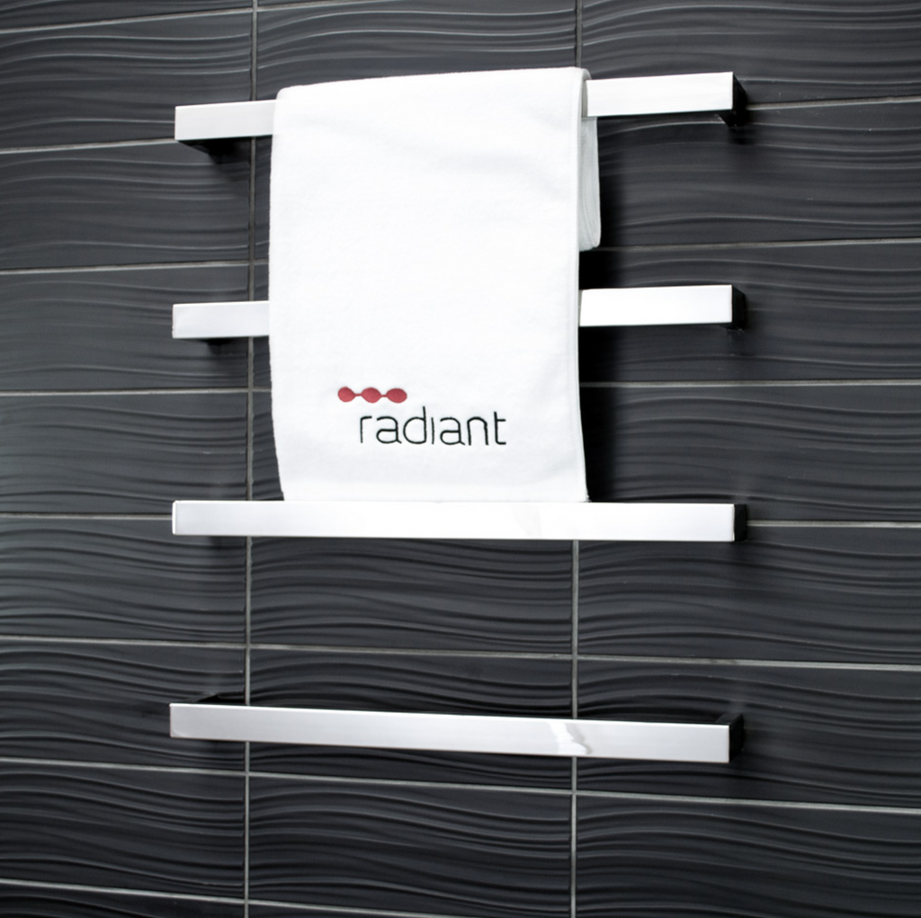 Radiant Heating Square Single Bar 12V Heated Towel Rail Brushed Satin 500