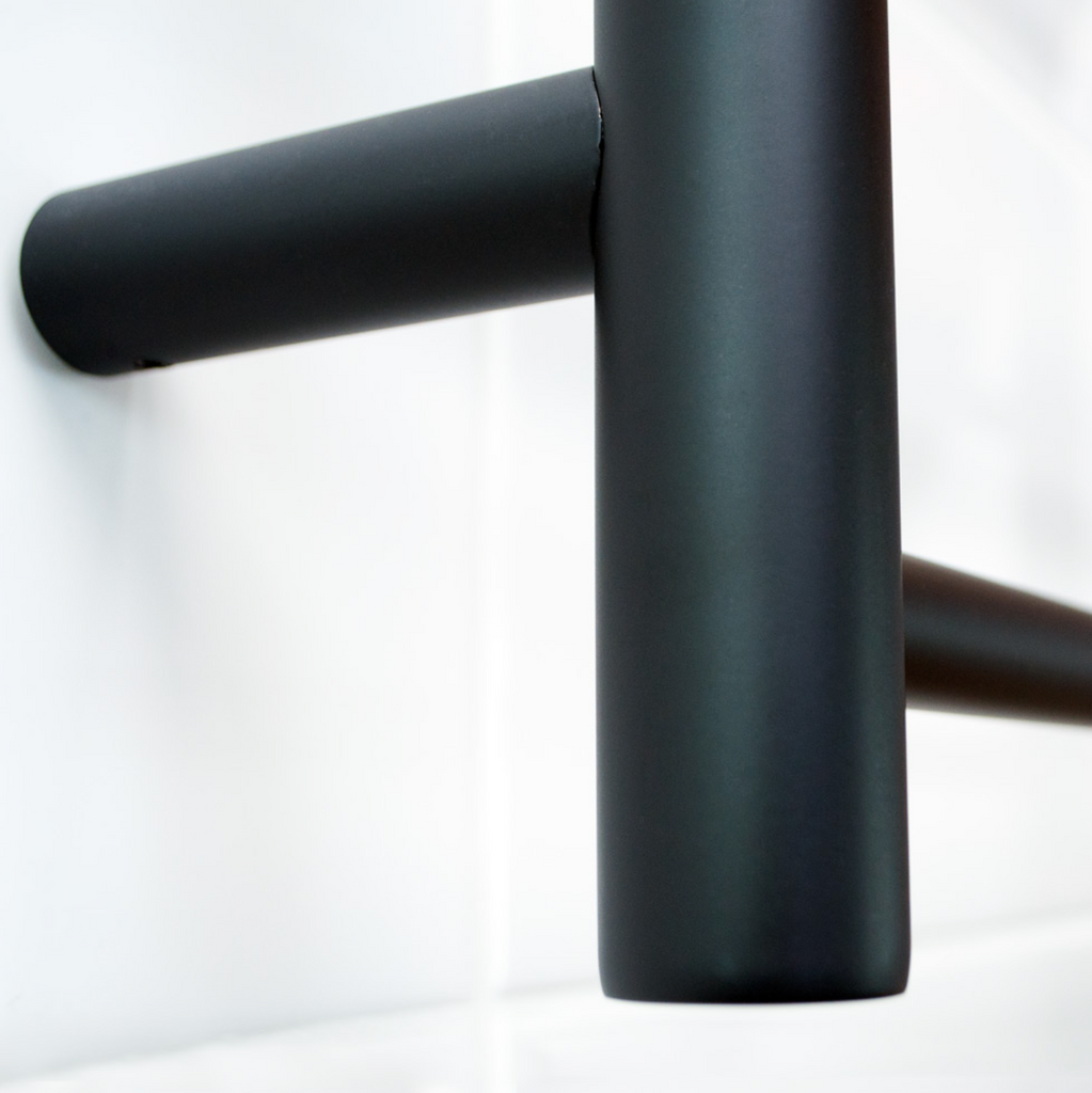 Radiant Heating Round Bars 240V Heated Towel Rails Matte Black 750 x 550