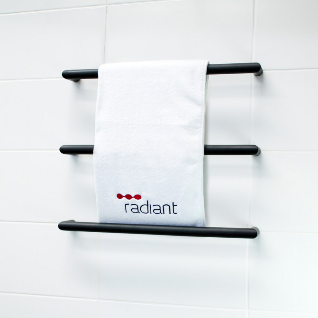 Radiant Heating Single Round Bar 12V Heated Towel Rail Matte Black 800