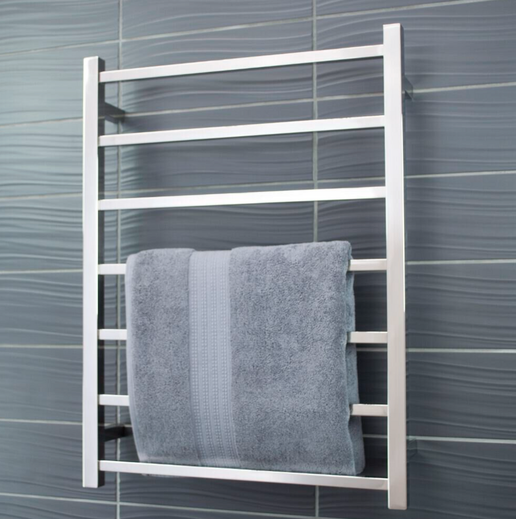 Radiant Heating Square Bars 240V Heated Towel Rail Polished 600 x 800