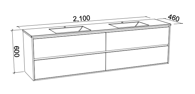 Timberline Grange Wall Hung Vanity with Silksurface Top & Basin - Wellsons