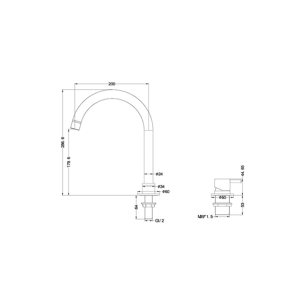 Nero Mecca Hob Basin Mixer with Round Swivel Spout - Brushed Gold - Wellsons
