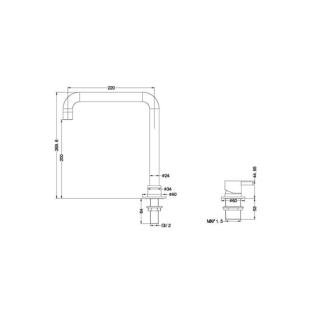 Nero Mecca Hob Basin Mixer with Square Swivel Spout - Matte White